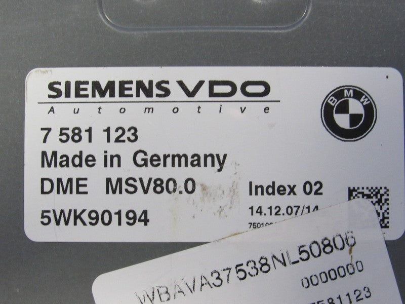 08 BMW 328i 3.0L E90 DME ECU ECM PCM CAS Engine Computer Key Set 7 581
