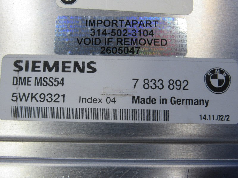 03-06 BMW M3 SMG MT E46 DME ECU ECM PCM EWS Engine Computer Key Set 78