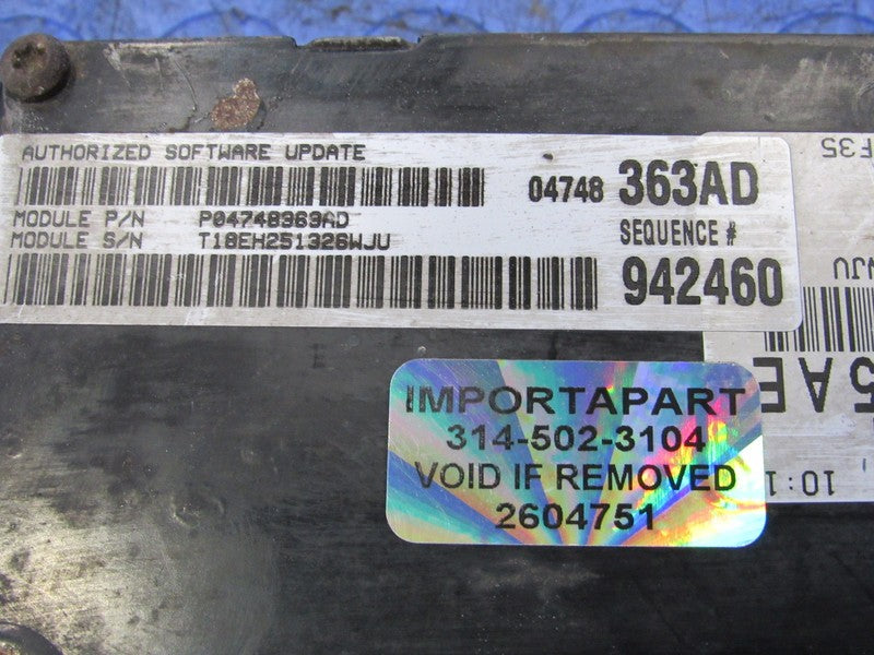 PROGRAMMED PLUG & PLAY 04 Caravan Town&Country 3.3L ECM 04748363AD 363