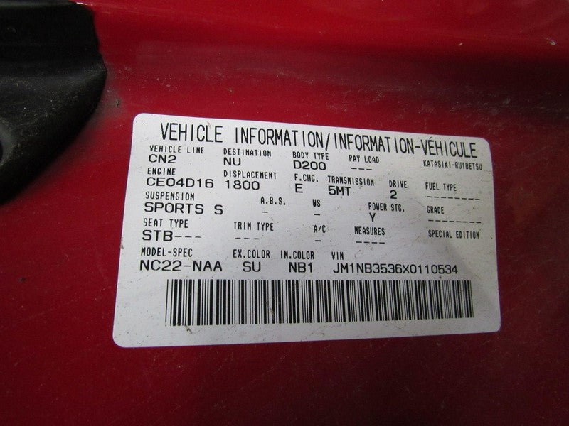 99-05 Mazda Miata MX5 Fuel Tank Door Gas Filler Lid Classic Red SU