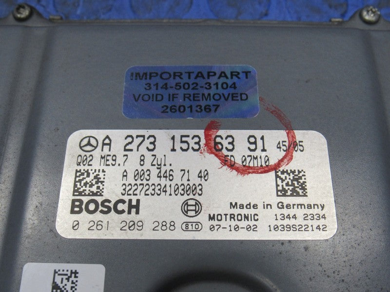 08 Mercedes GL450 X164 ECU ECM PCM Engine Computer UNLOCKED 273 153 63