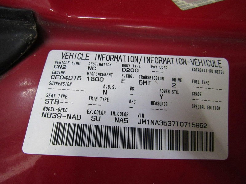 90-97 Mazda Miata MX-5 NA Right RH Passenger Side Taillight Tail Light