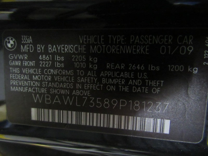 07-09 328 335 E92 E93 Right RH Passenger Power Door Mirror Black Sapph