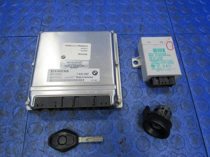 03-06 BMW M3 SMG MT E46 DME ECU ECM PCM EWS Engine Computer Key Set 78