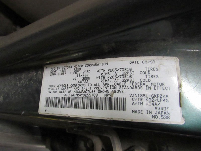 99-02 Toyota 4Runner Left LH Driver Side Master Power Window Switch Wo