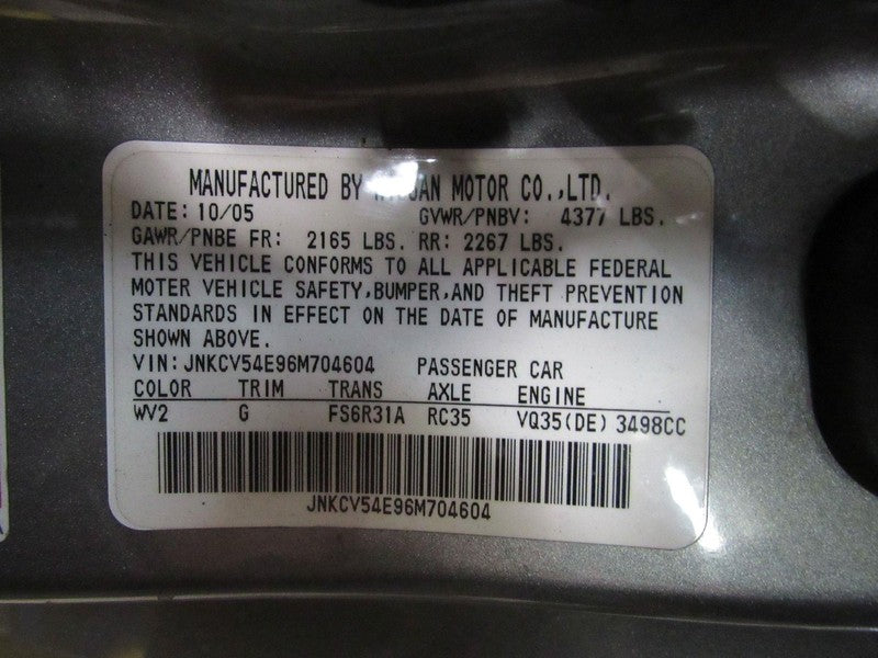 05-06 Infiniti G35 2DR Left LH Driver Side Master Power Window Switch 