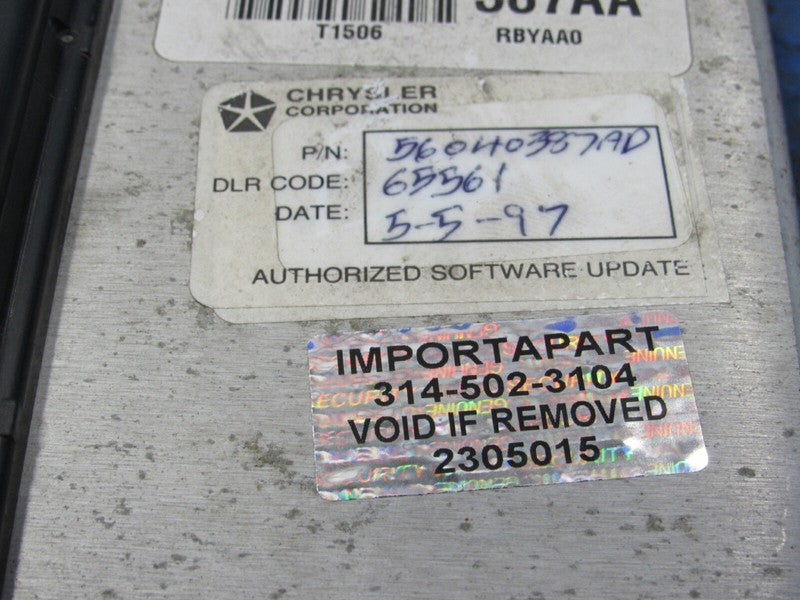 PROGRAMMED PLUG & PLAY 97 Ram Truck 5.2L AT ECU ECM PCM 56040387AD 387