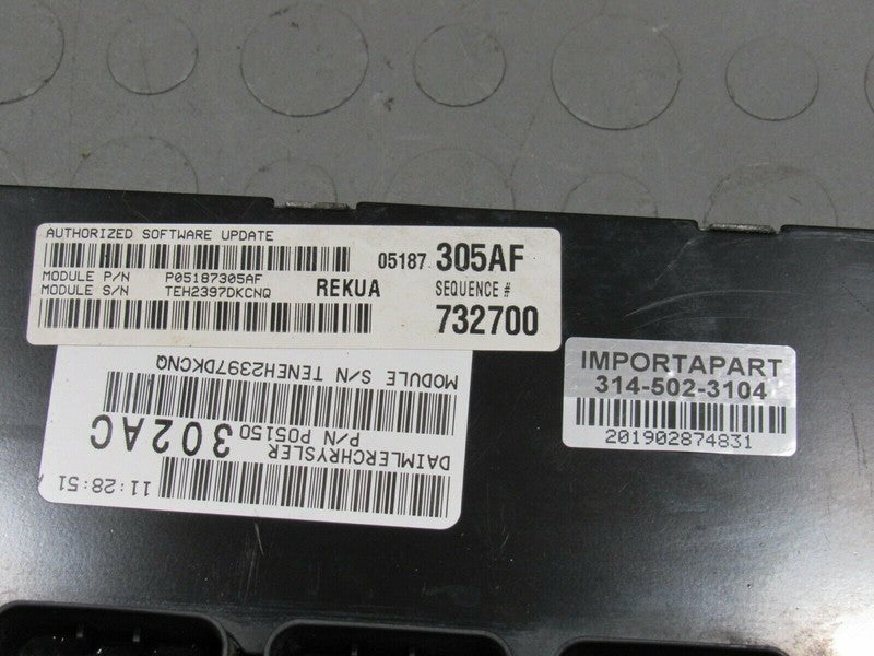 08 Grand Cherokee 3.7L ECU ECM PCM Engine Computer Control 05187305 30