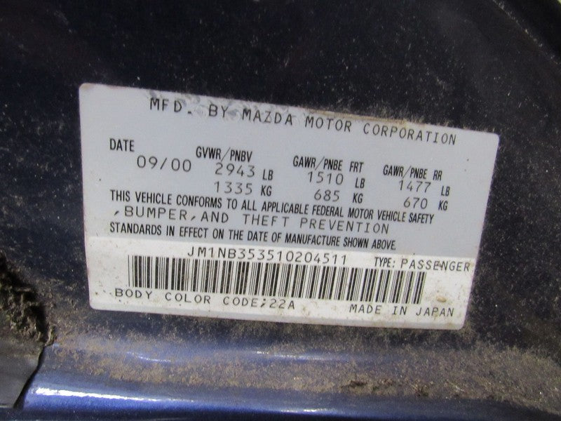 01-02 Mazda Miata MX-5 Instrument Cluster Speedometer Odometer 101993