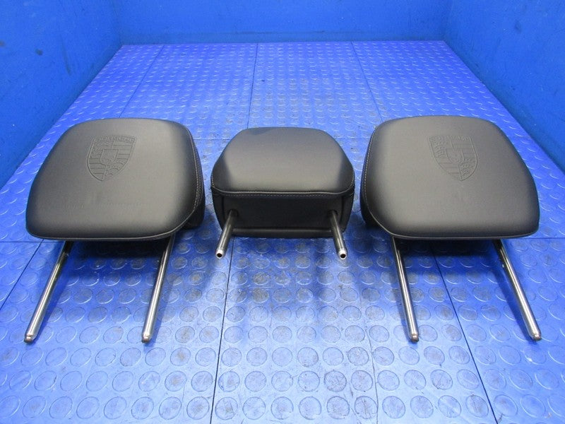 11-18 Porsche Cayenne 958 Front & Rear Headrests W/ Crest Set of 5 Bla