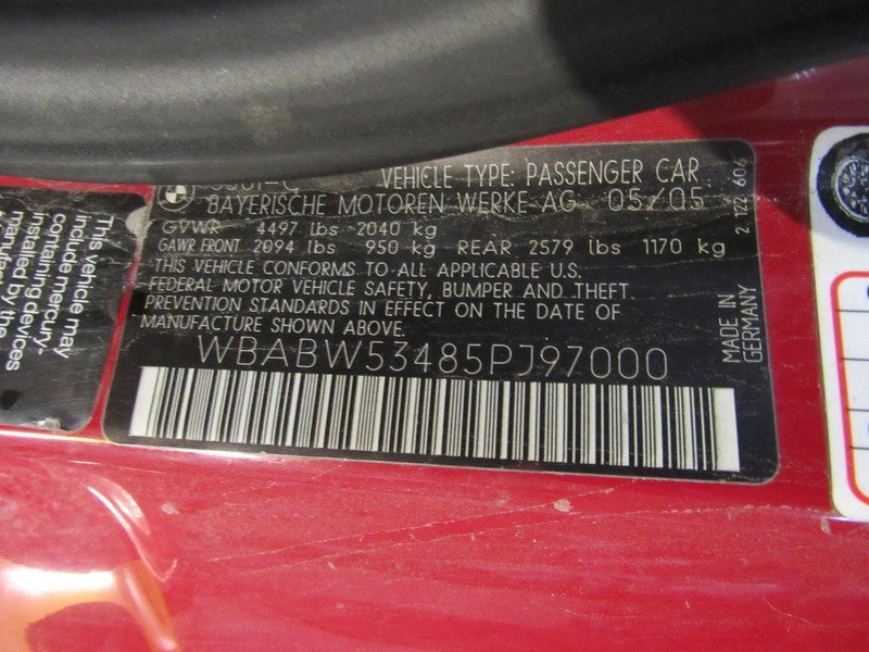 01-06 325 330 M3 Convertible Right RH Passenger Rear Quarter Window Gl