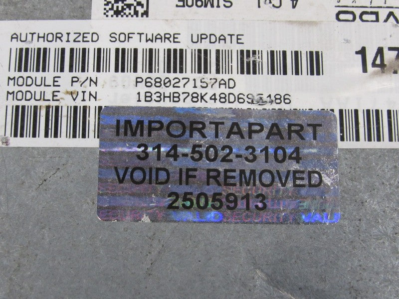 PROGRAMMED PLUG & PLAY 08 Dodge Caliber 2.4 CVT FWD ECM 68027157AD 157