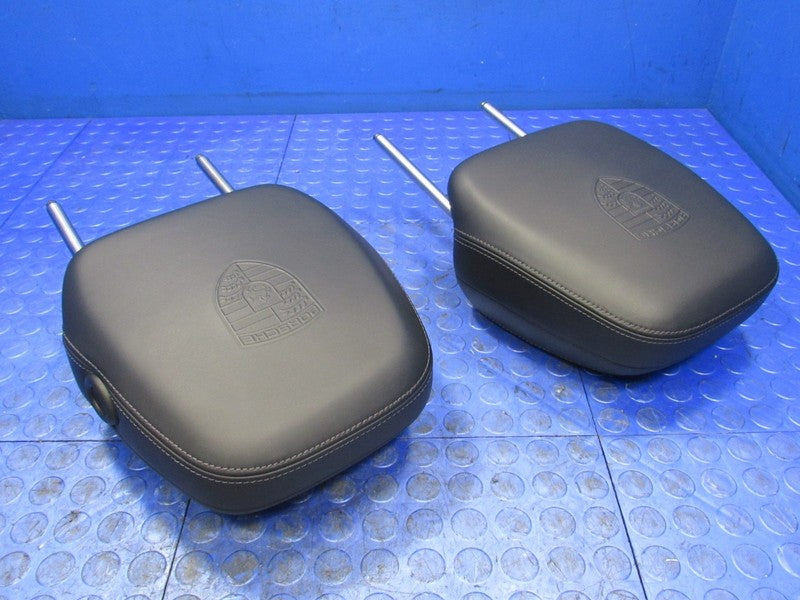 11-18 Porsche Cayenne 958 Front & Rear Headrests W/ Crest Set of 5 Bla