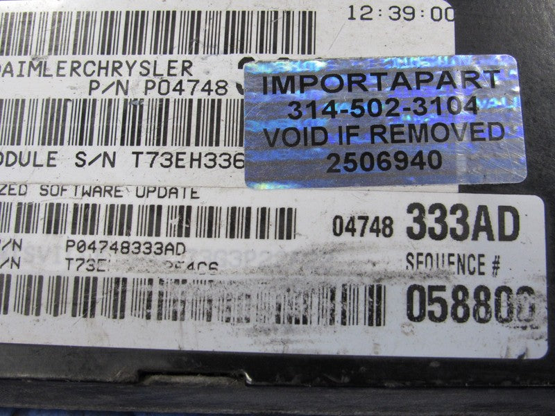 PROGRAMMED PLUG & PLAY 04 Pacifica 3.5 FWD ECM 333 04748333AD PROG 694