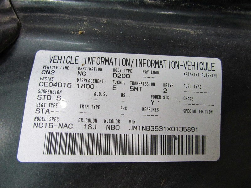 99-00 Mazda Miata MX-5 NB1 AC Heater Climate Control Panel