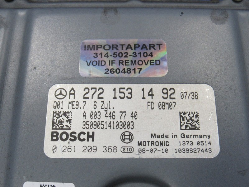 09 Mercedes-Benz C300 ECU ECM PCM Engine Computer UNLOCKED 272 153 14 