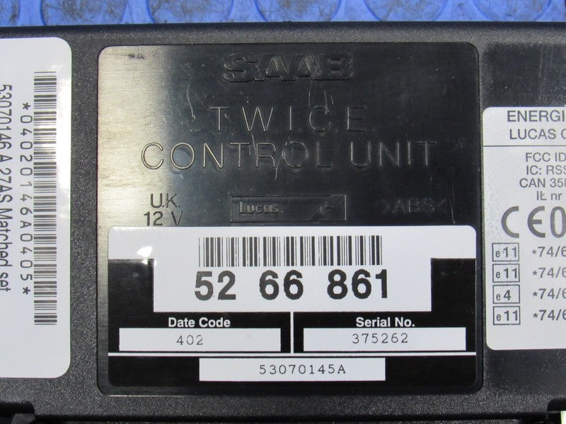 04-05 Saab 9-5 TWICE Theft Immobilizer Control Module W/ Key 52 66 861