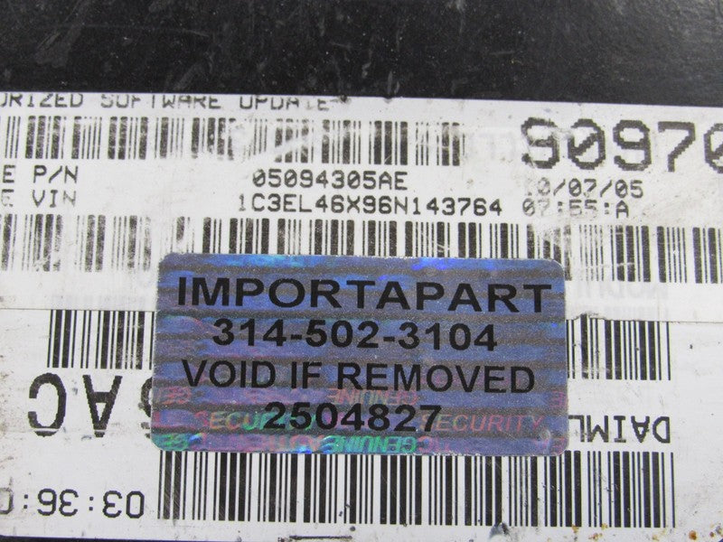 PROGRAMMED PLUG & PLAY 06 Dodge Stratus Sebring 2.4 ECM 05094305AE 305