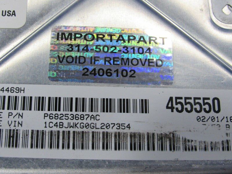 VIN PROGRAMMED 16 Wrangler JK 3.6L AT Engine Computer ECU 68253687 PRO
