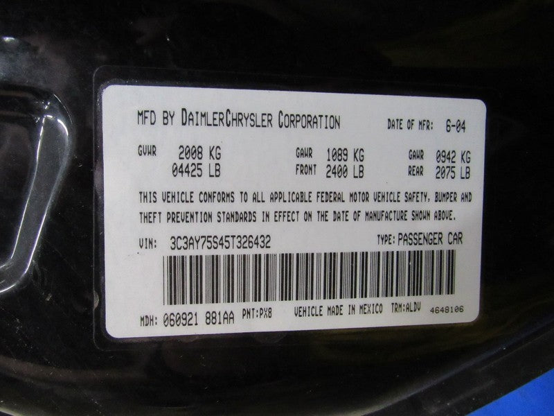 05 PT Cruiser Left LH Driver Side Front Door Trim Panel Black