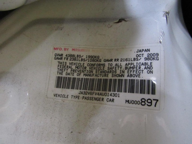 08-13 Mitsubishi Lancer Right RH Passenger Side Front Door Trim Panel 