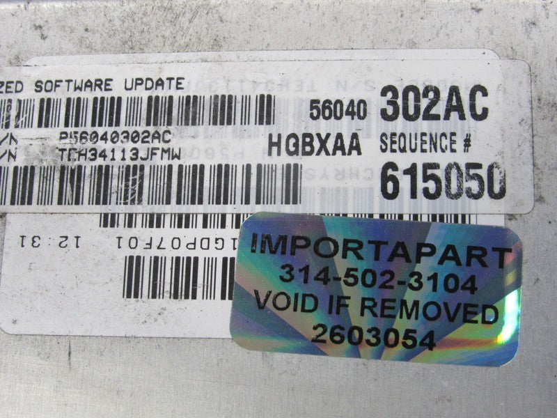 PROGRAMMED PLUG & PLAY 02 Dakota 3.9L AT ECM 56040302AC 302 PROG 3054