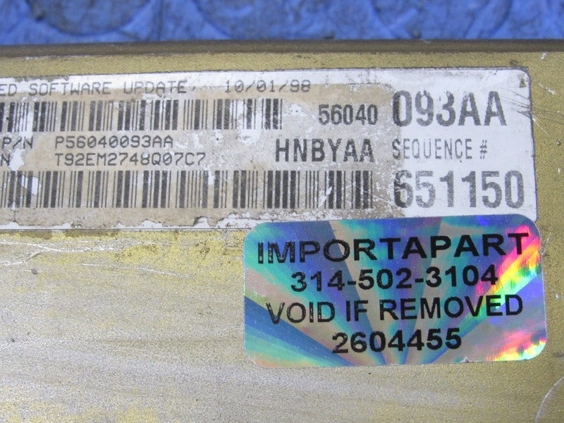 PROGRAMMED PLUG & PLAY 99 Dodge Dakota 5.2 ECM 56040093AA 093 PROG 445