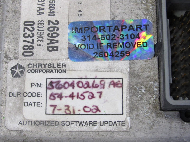 PROGRAMMED PLUG & PLAY 01 Dodge Ram 1500 5.2L AT ECM 56040269AG 269 PR