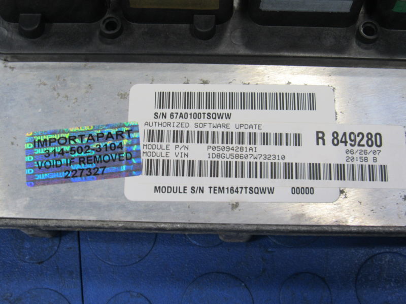 07 Dodge Nitro 4.0L ECU ECM PCM Engine Computer Control 05094281AI 281