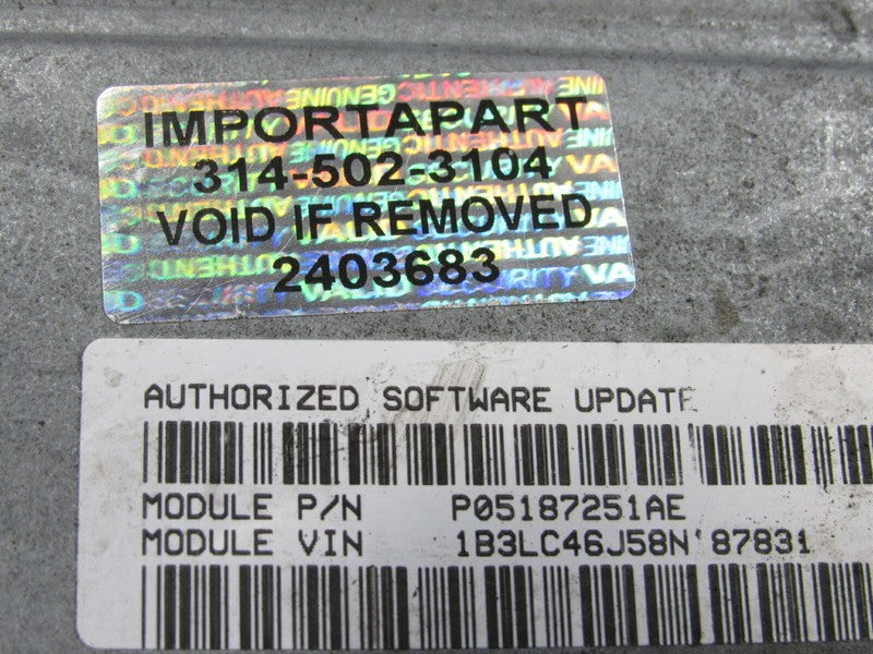 PROGRAMMED PLUG & PLAY 08 Avenger Sebring 2.4L AT ECU 05187251AE 251 P