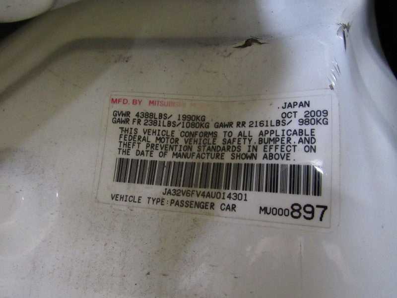 07-17 Mitsubishi Lancer Right RH Passenger Side Sun Visor Sunvisor