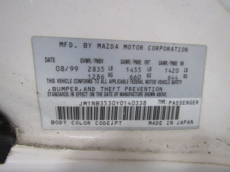 99-05 Mazda Miata MX-5 NB Fuel Tank Door Gas Filler Lid Chaste White P