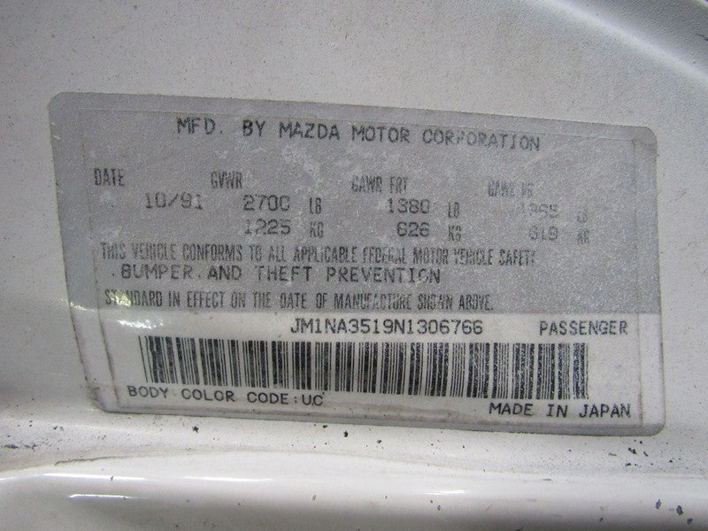 90-97 Mazda Miata MX-5 NA Right RH Passenger Manual Window Regulator W