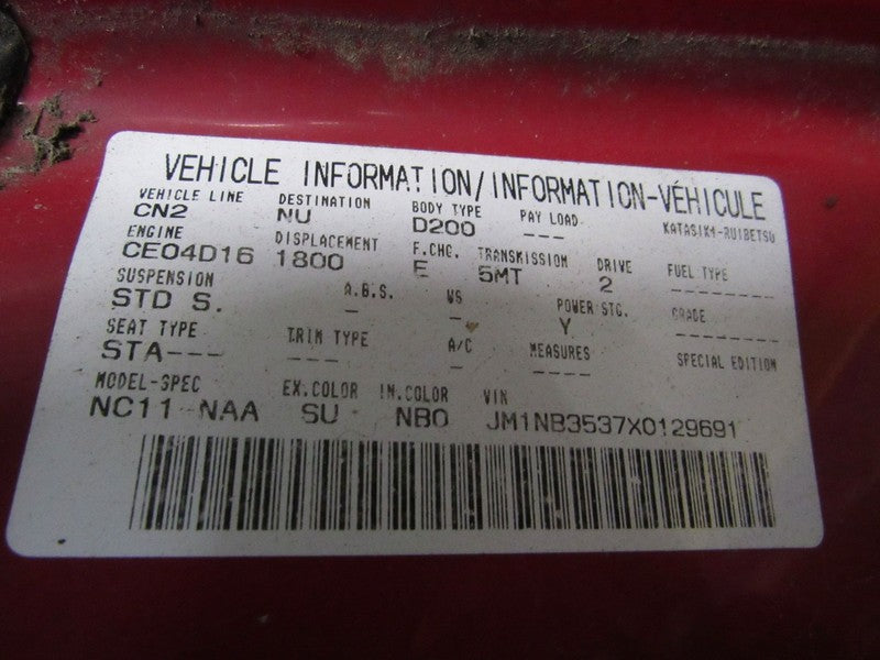 99-00 Mazda Miata MX-5 NB1 AC Heater Climate Control Panel