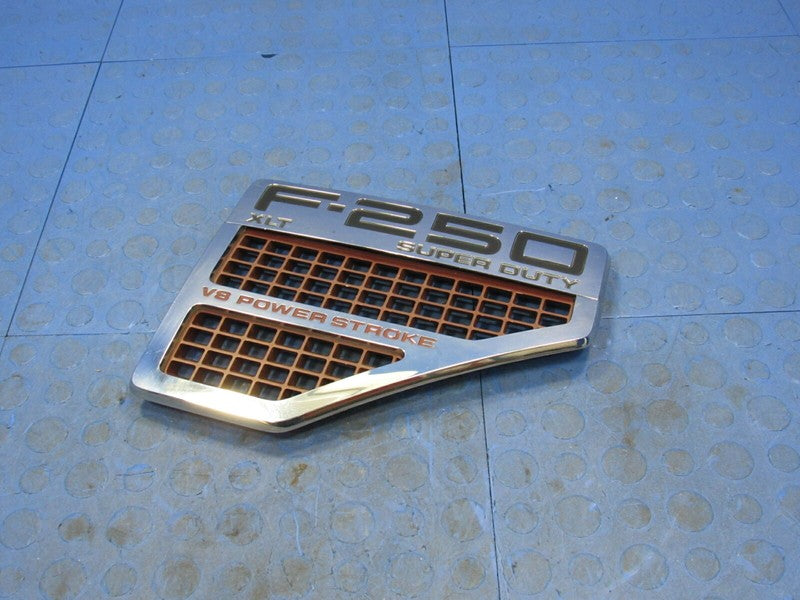 08-10 Ford F250 Super Duty XLT Power Stroke RH Passenger Fender Badge 