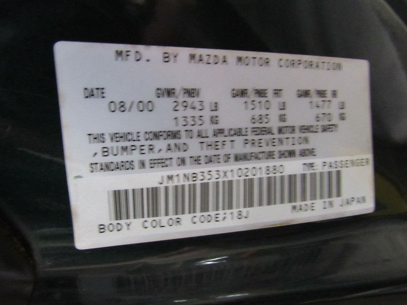 01-05 Mazda Miata MX-5 MX5 NB 1.8L Mass Air Flow Meter Sensor MAF