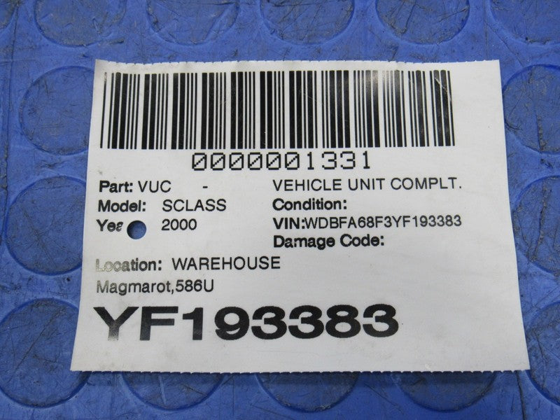 99-02 Mercedes SL500 SL600 R129 Ignition Switch Door Lock Cylinder Key