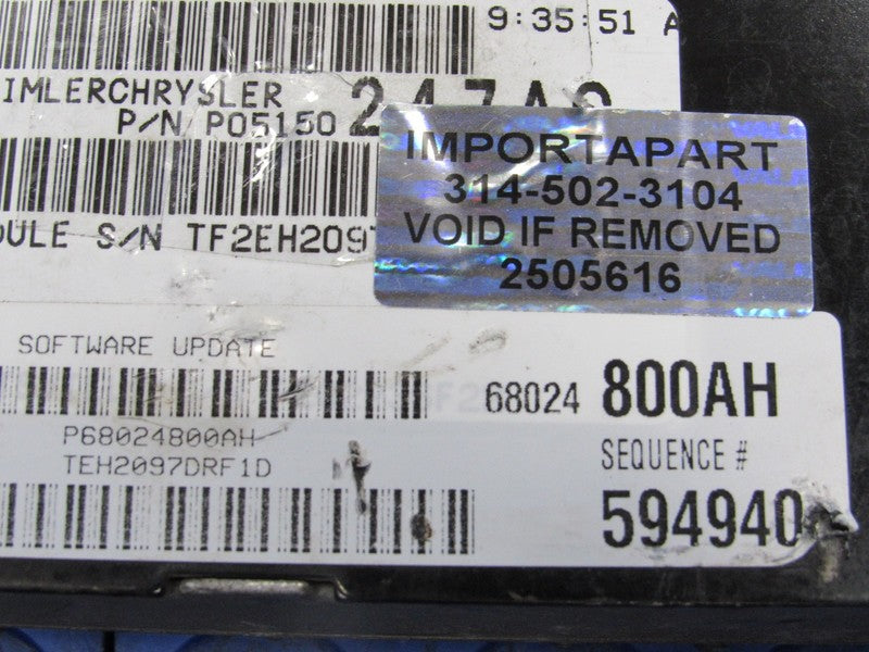 PROGRAMMED PLUG & PLAY 08 Grand Caravan T&C 3.3 FFV ECM 68024800AH 800