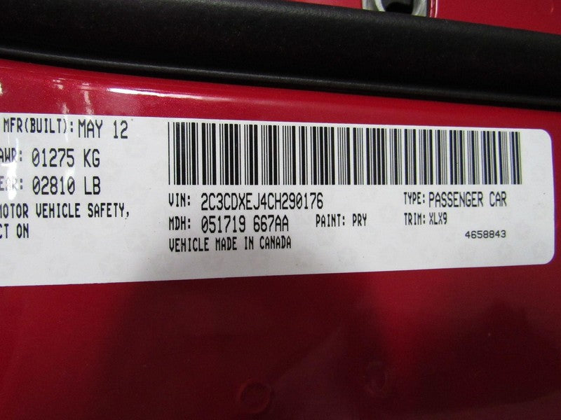 12 Charger 300 Journey Left LH Driver Side Sunvisor Sun Visor Black W/