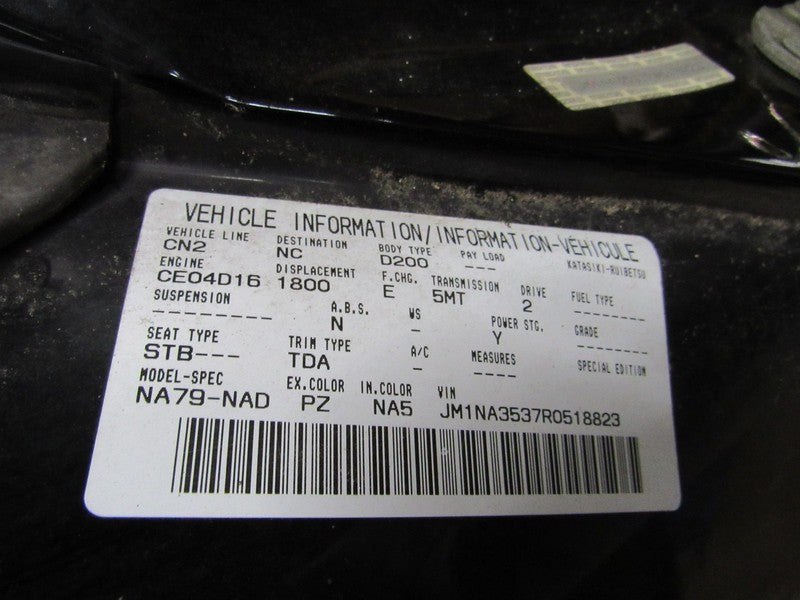 90-97 Mazda Miata MX-5 NA Master Power Window Switch Black
