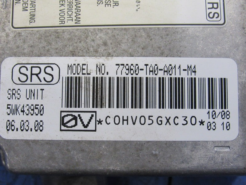 O8-1O Honda Accord Sedan EX-L SRS Control Unit Module OEM 77960-TA0-A0