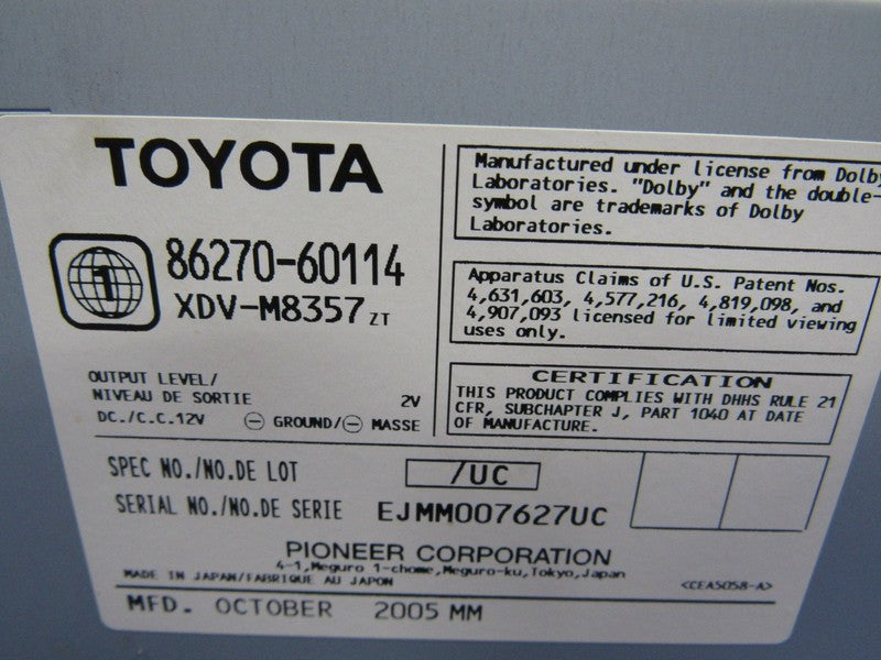 06-07 Land Cruiser LX470 UZJ100 Disc CD Player Changer Magazine 86270-