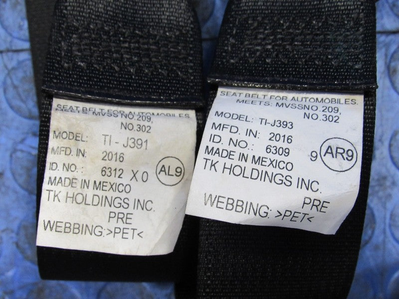 16-21 Honda Civic Sedan Front LH Driver RH Passenger Seat Belt SET Bla