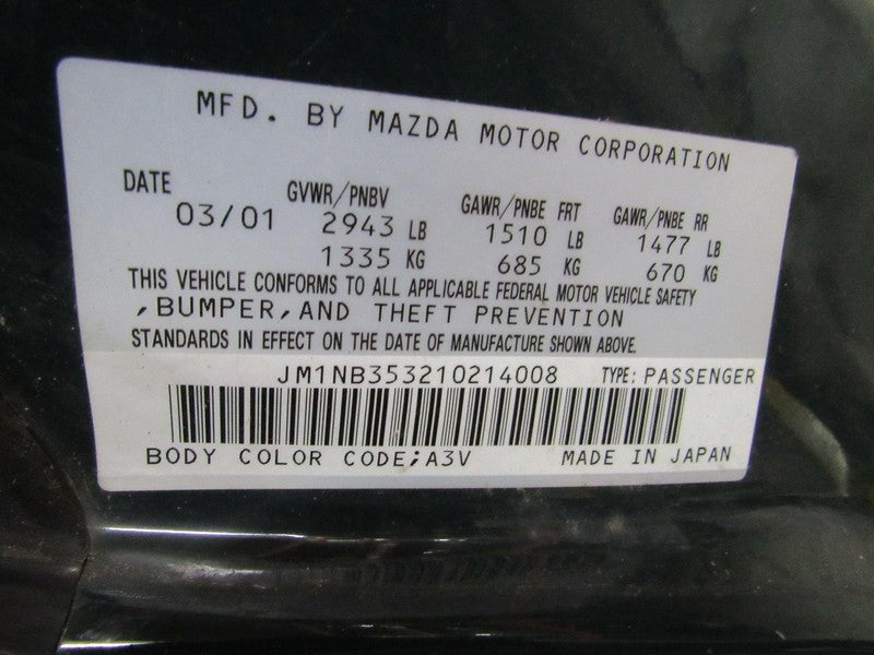 99-05 Mazda Miata MX-5 NB Right RH Passenger Side Front Door Window Gl