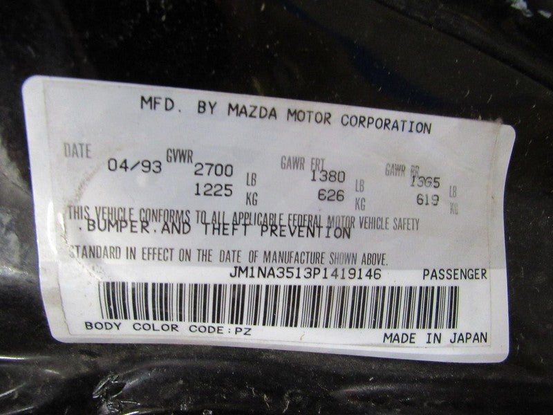 90-93 Mazda Miata MX-5 NA Fuel Tank Door Gas Filler Lid Brilliant Blac