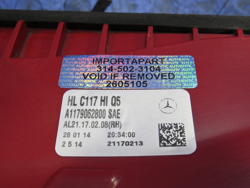 14-16 Mercedes CLA250 CLA45 Right Passenger LED Taillight Tail Light L