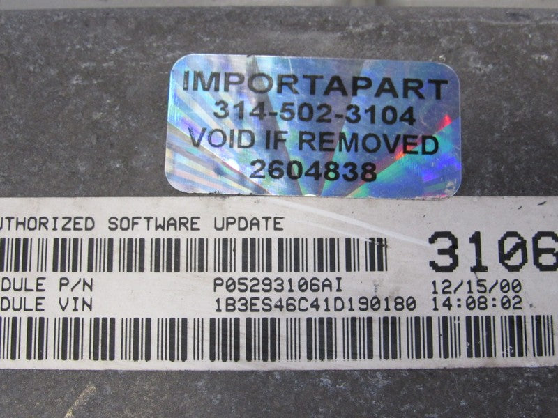 PROGRAMMED PLUG & PLAY 01 Dodge Neon 2.0L AT ECU ECM 05293106AI 106 PR