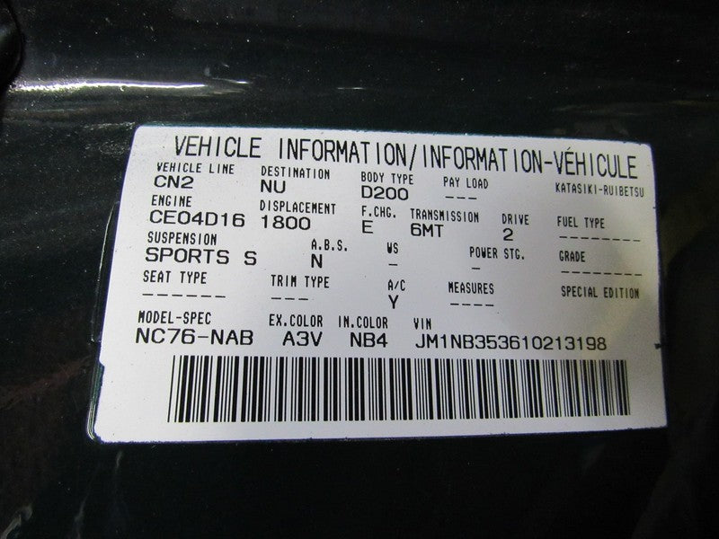 01-03 Mazda Miata MX-5 NB2 AC A/C Heater Climate Control Panel Tested