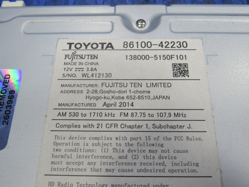 14-15 Toyota RAV4 GPS Navigation HD Radio CD Player Entune Gracenote 1