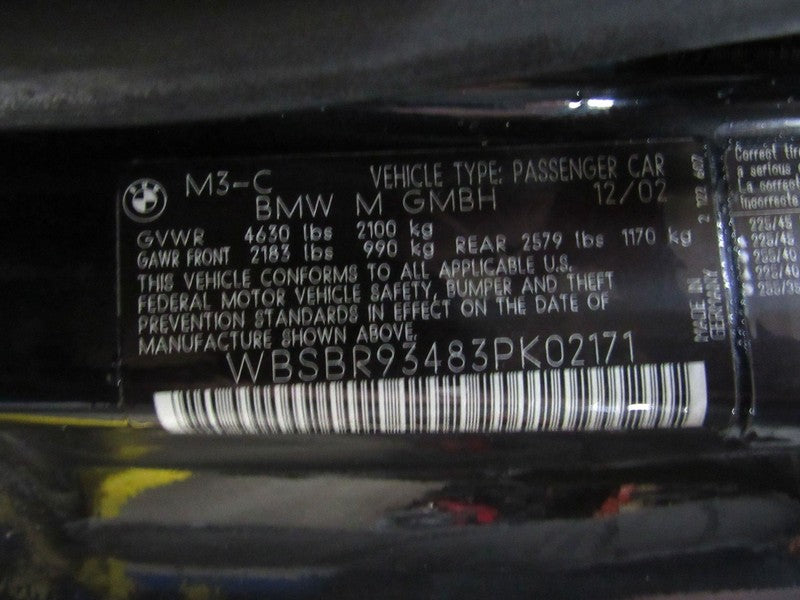 01-06 E46 Convertible Left LH Driver Power Rear Quarter Window Regulat